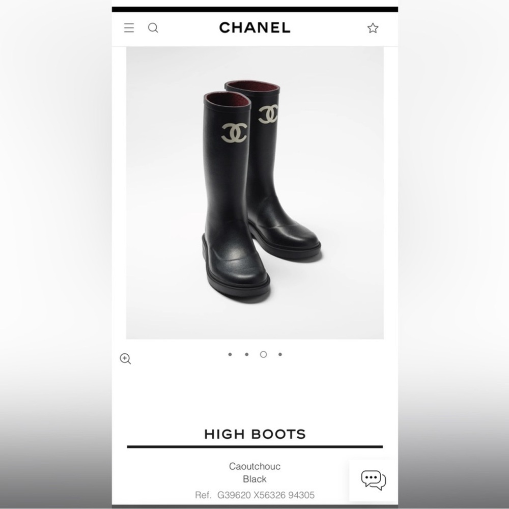 CHANEL Black Rain Boots (Sz 40)